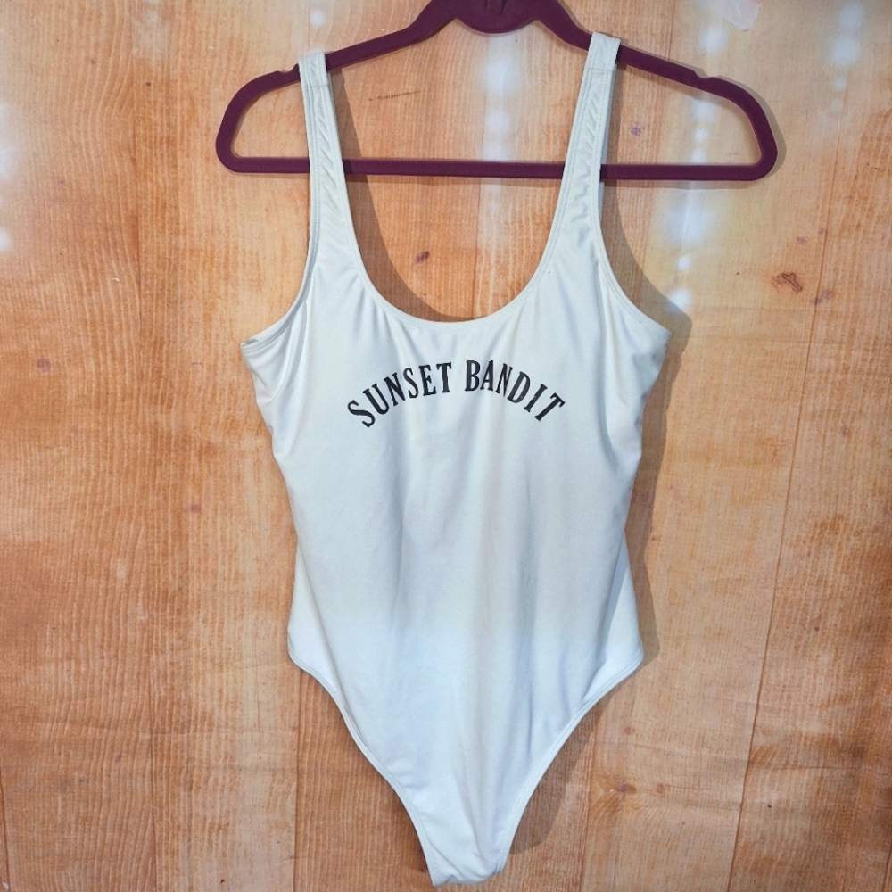 La Hearts White One Piece Swimwear Sporty Style